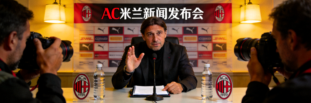AC米兰主教练在新闻发布会上的讲话现场